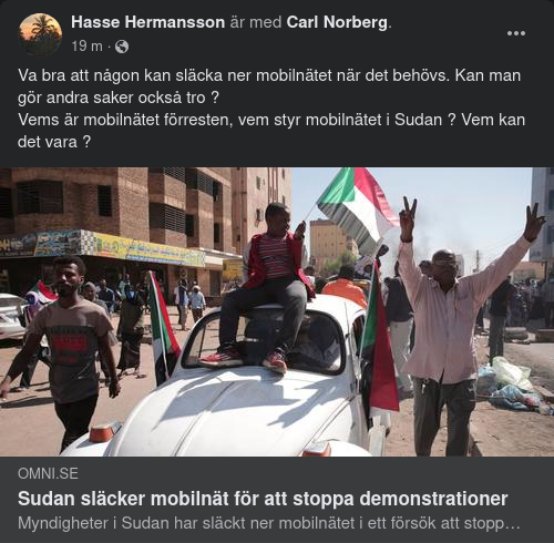 Släckt Mobilnät I Sudan