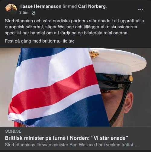 Brittiska Försvarsministern På Nordenturné
