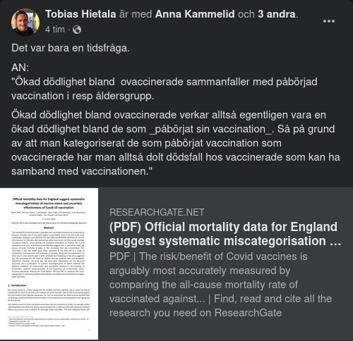 Påbörjad Vaxxning & Ökad Dödlighet