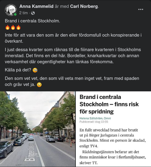 Brand I Centrala Stockholm