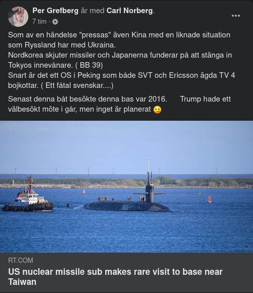 Rart Ubåtsbesök Nära Taiwan