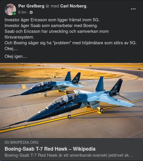 Boeing, SAAB, Ericsson, Investor