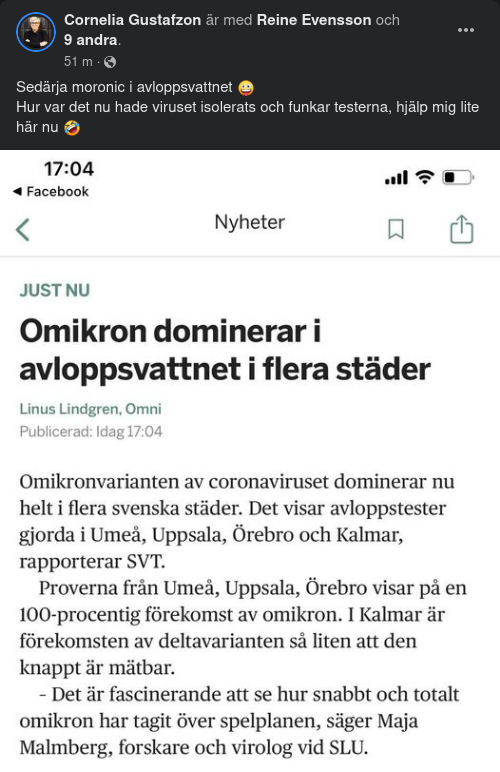 Omikron Avloppsvattendominerande