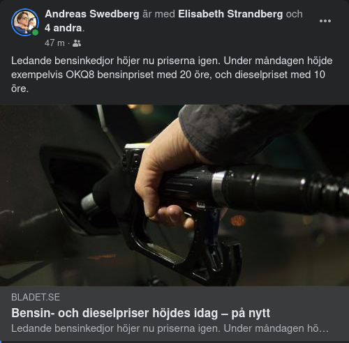 Bränsleprishöjning Igen