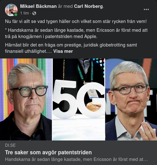 Ericssons & Apples Patentstrid