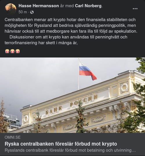 Kryptoförbudsförslag Från Ryska Centralbanken