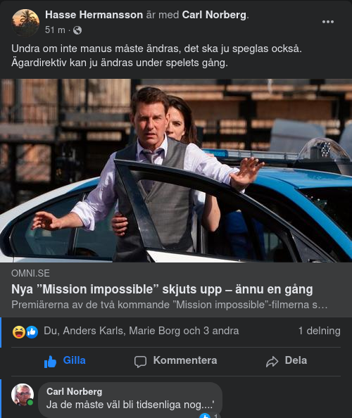 Uppskjutna Mission Impossible Igen