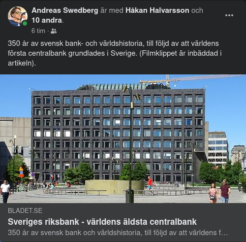 350 Års Svensk Bank & Världshistoria