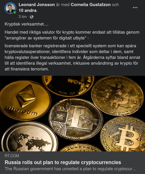 Ryskt Regleringsplan För Kryptovalutor
