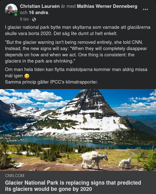 Målstolpsflyttande Klimatrapportering