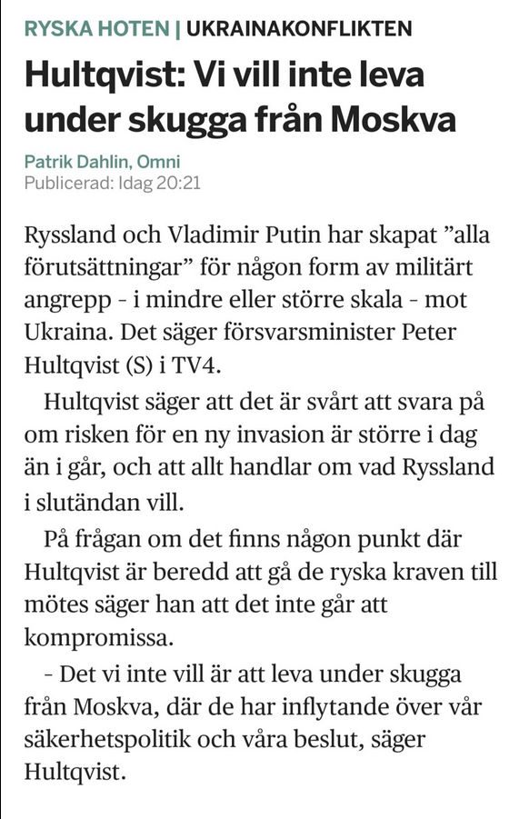 Försvarsministerns Skugga Från Moskva