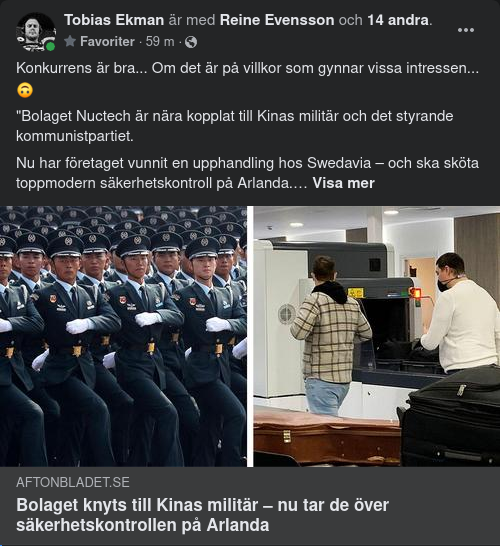 Kinesisk Säkerhetskontroll På Arlanda