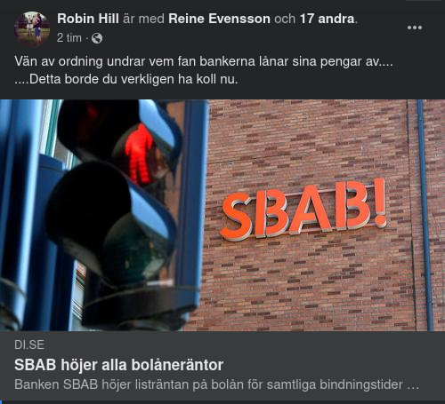 SBAB Höjer Alla Bolåneräntor