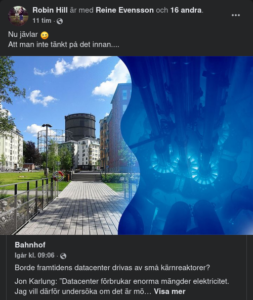 Små Kärnreaktorer För Datacenter?