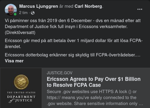 Ericssonminne Från December 2019