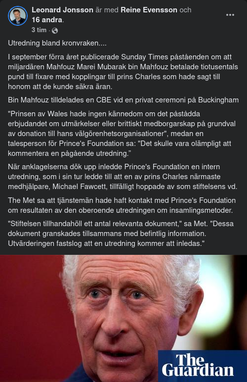 Välgörenhetsdonationer & Kungligt Hedersförärande