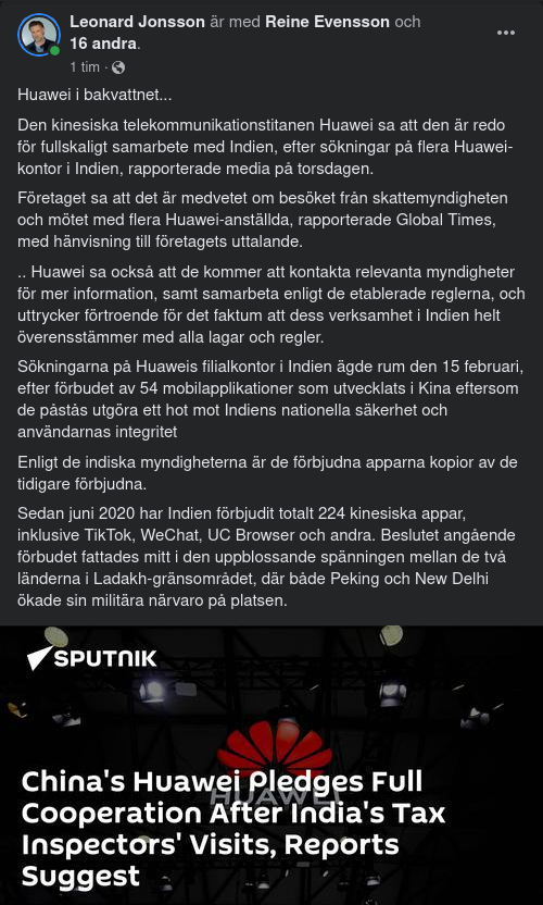 Huawei Samarbetar Med Indiens Skattemyndighet