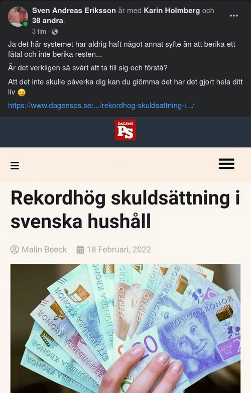 Presstituerad Rekordhög Skuldsättning Utan Skuldmättnad