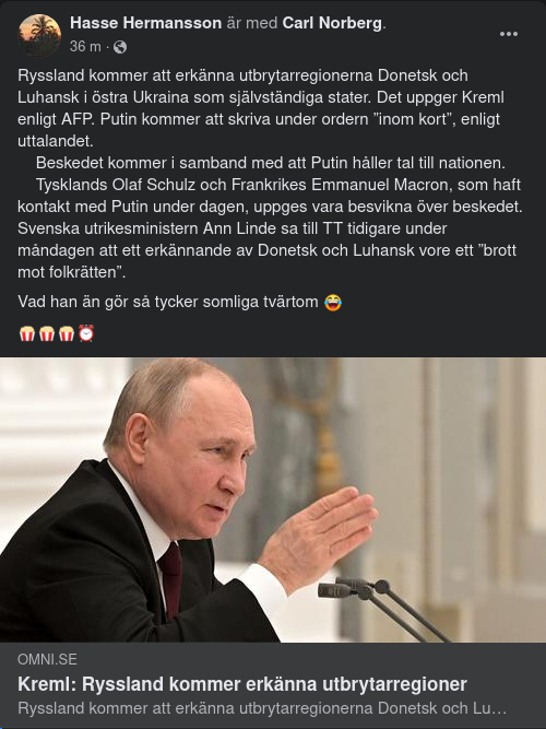 Ryssland Kommer Att Erkänna Utbrytarregioner