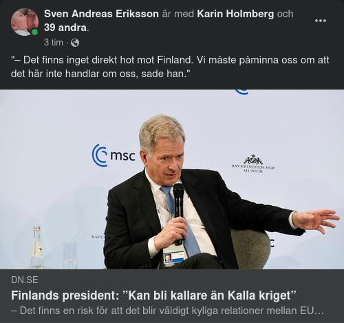 Inget Direkt Hot Mot Finland