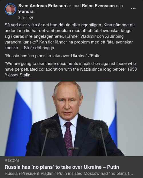 Putin: Ryssland Planerar Inte Ukrainskt Övertagande