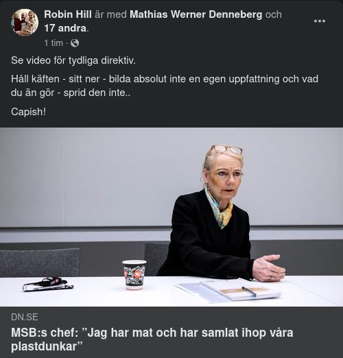 Mat & Plastdunkesamlande MSB-Chef