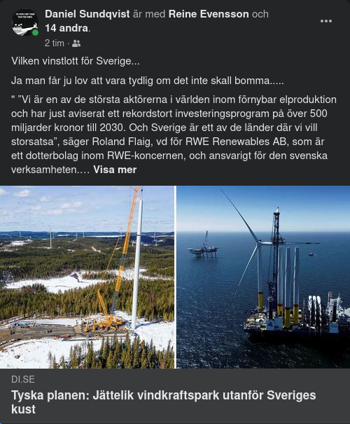 Tyska Vindsnurreplaner Utanför Sveriges Kust