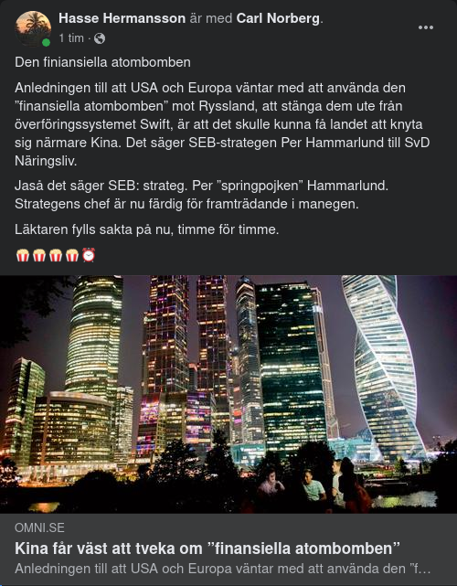 SEB-Strategen Hammarlund Om Västlig Finansiell Atombombstvekan