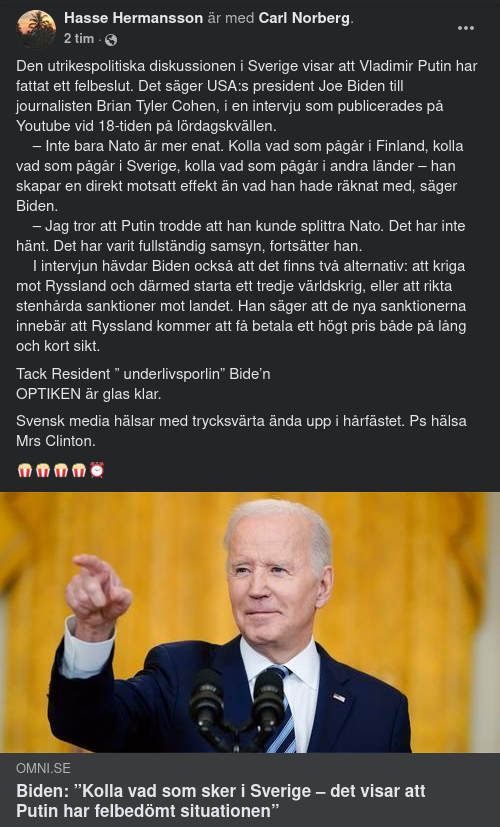 Biden Kollar Finland & Sverige
