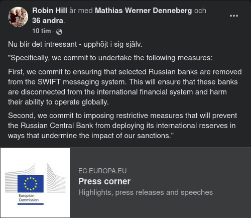 Utvalda Ryska Banker Bort Från SWIFT