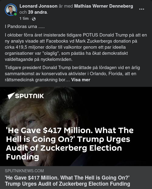 Valfinansierande Zuckerberg & Undrande Trump