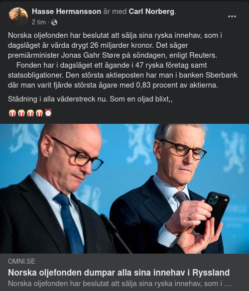 Norska Oljefonden Dumpar Sina Ryska Innehav