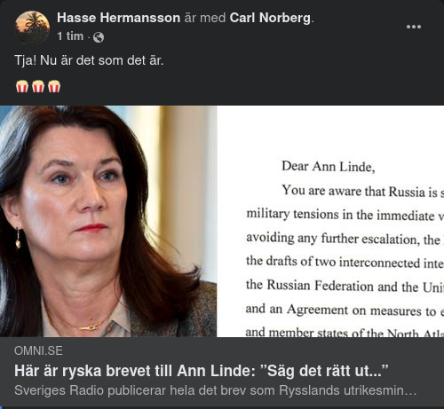 Osignerat Brev Till Linde Från Lavrov