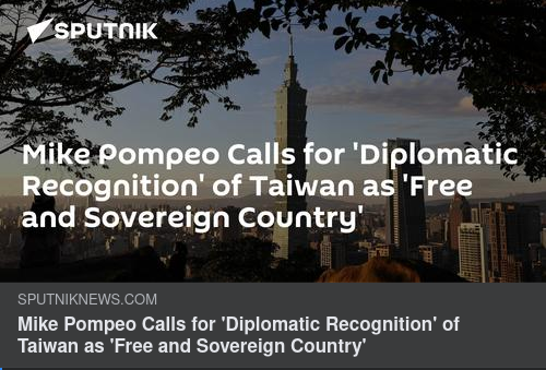 Pompeo Söker Diplomatiskt Erkännande För Taiwan
