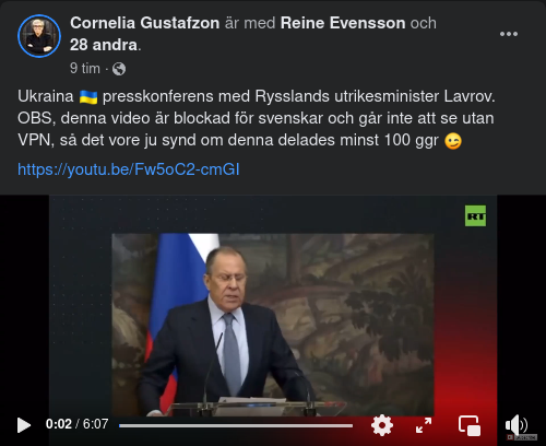Svenskblockerad Lavrov