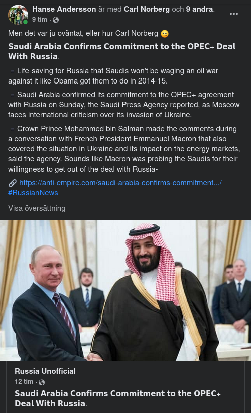 Saudiarabien Bekräftar Oljeavtal Med Ryssland