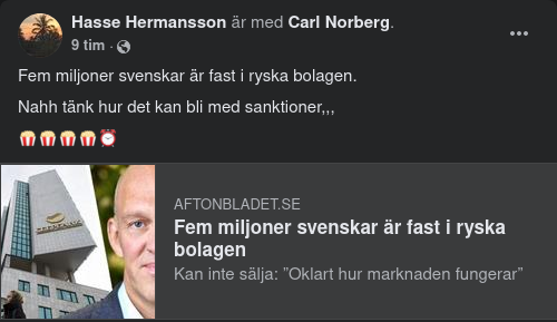 Fem Miljoner Svenskar Fast I Ryska Bolag