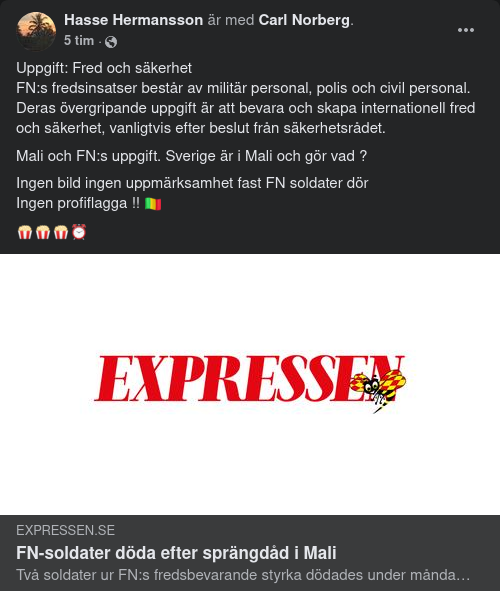 Två Döda FN-Soldater I Mali