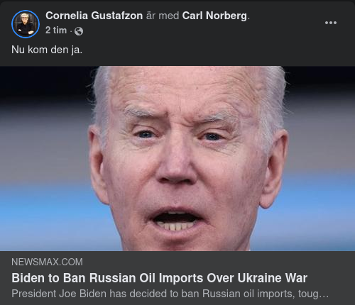 Biden Bannar Rysk Olja