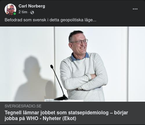 Tegnell Byter Till WHO