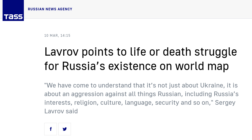 Lavrov Om Rysk Existenskamp