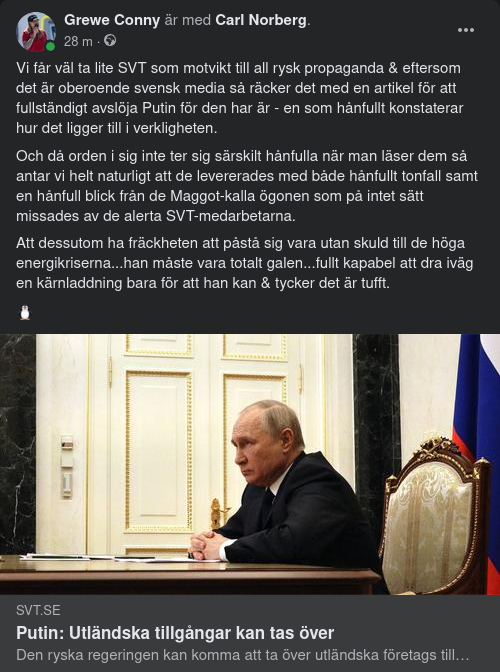 SVT Citerar Putin