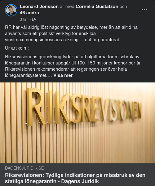 Riksrevisionen Om Den Statliga Lönegarantin