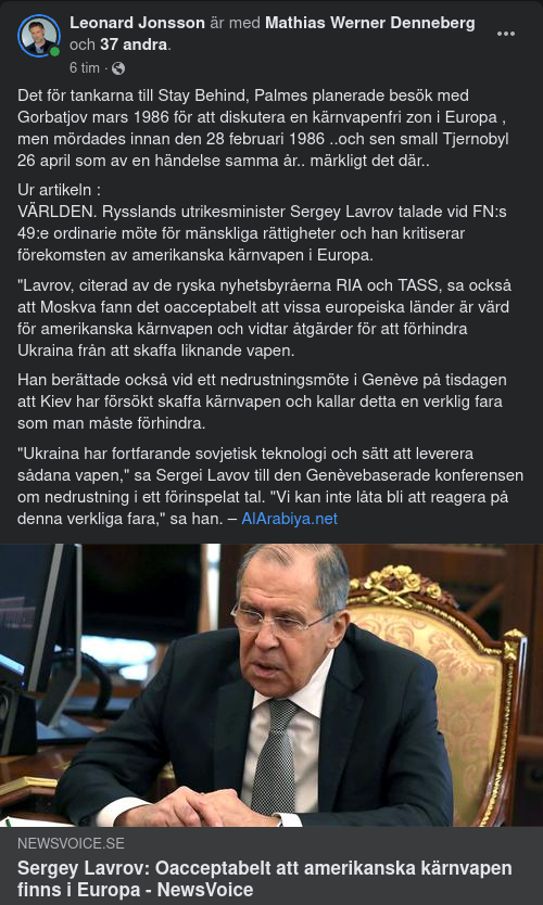Lavrov Om Oacceptabel Amerikansk Kärnvapenplacering