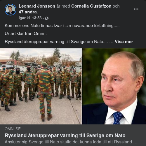Rysk Varning Om Svenskt NATO-Medlemskap