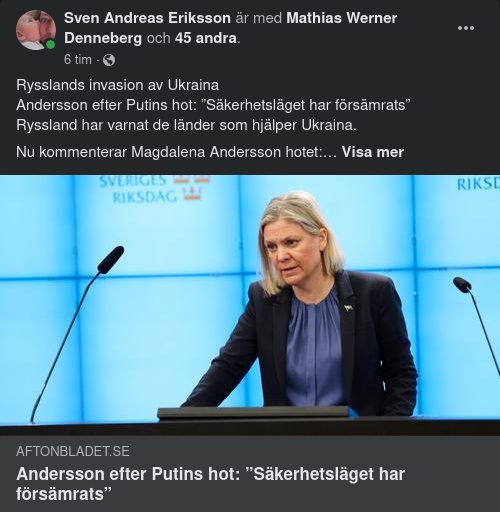 Försämrat Säkerhetsläge Säger Statsminister Andersson