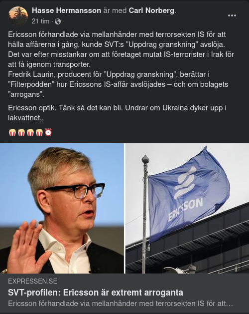 Extremarrogant Ericsson Enligt SVT-Profil