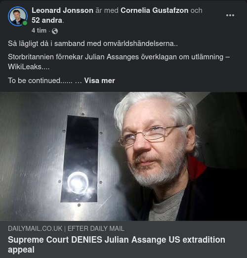 Assange Nekad Överklagan
