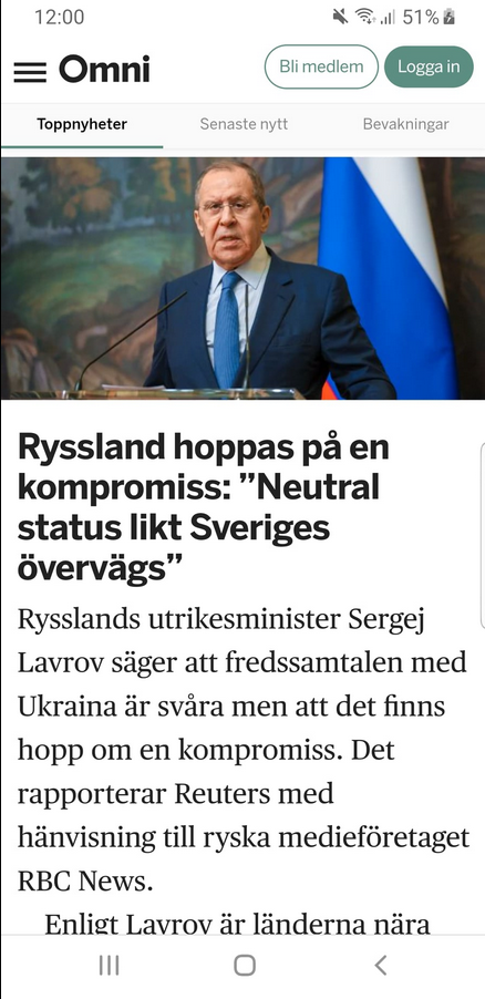 Neutral Status Likt Sveriges För Ukraina Övervägs