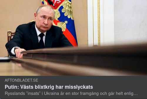 Planenlig Framgång Säger Putin